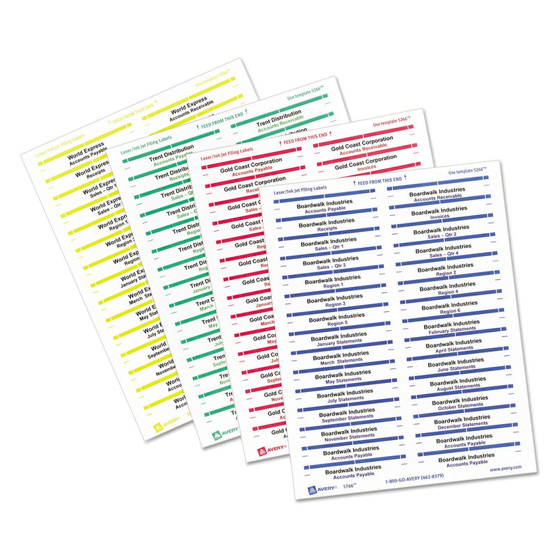 Avery Removable File Folder Labels with Sure Feed Technology, 0.66 x 3.44, White, 30/Sheet, 25 Sheets/Pack