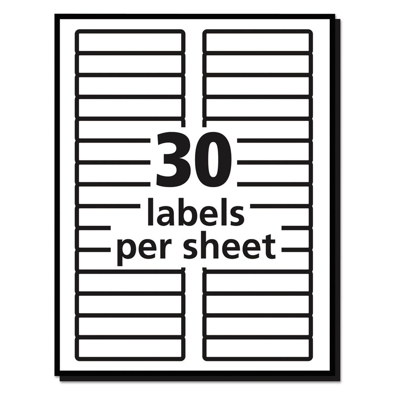 Avery Permanent TrueBlock File Folder Labels with Sure Feed Technology, 0.66 x 3.44, White, 30/Sheet, 25 Sheets/Pack