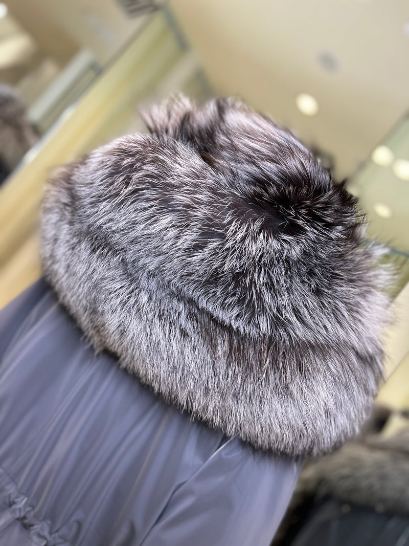 Genuine Silver Fox Fully Lined Hood Rabbit Insulated Parka