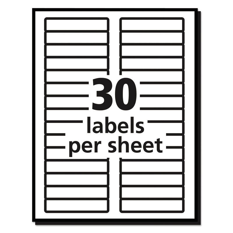 Avery Removable File Folder Labels with Sure Feed Technology, 0.66 x 3.44, White, 30/Sheet, 25 Sheets/Pack