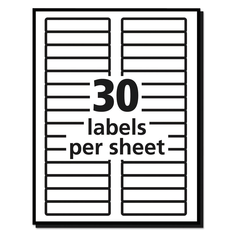 Avery Removable File Folder Labels with Sure Feed Technology, 0.66 x 3.44, White, 30/Sheet, 25 Sheets/Pack