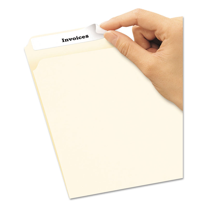 Avery Removable File Folder Labels with Sure Feed Technology, 0.66 x 3.44, White, 30/Sheet, 25 Sheets/Pack