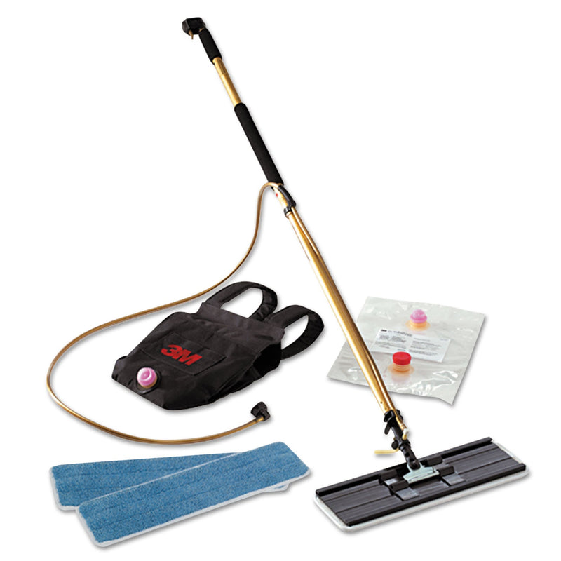 3M Easy Shine Applicator Kit, 18" Wide White Microfiber Head, 43" to 63" Gold/Black Aluminum Handle
