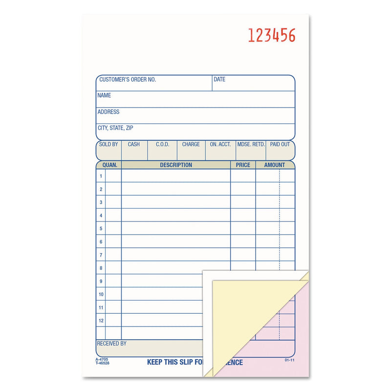 Adams Carbonless Sales Order Book, Three-Part Carbonless, 4.19 x 7.19, 50 Forms