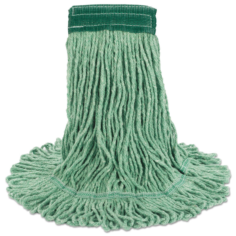Boardwalk Super Loop Wet Mop Head, Cotton/Synthetic Fiber, 5" Headband, Medium Size, Green, 12/Carton
