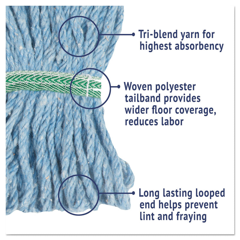 Boardwalk Super Loop Wet Mop Head, Cotton/Synthetic Fiber, 5" Headband, Medium Size, Blue