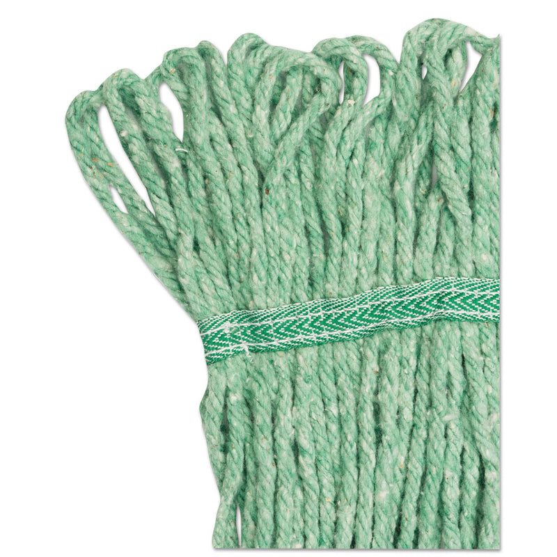Boardwalk Super Loop Wet Mop Head, Cotton/Synthetic Fiber, 5" Headband, Medium Size, Green, 12/Carton