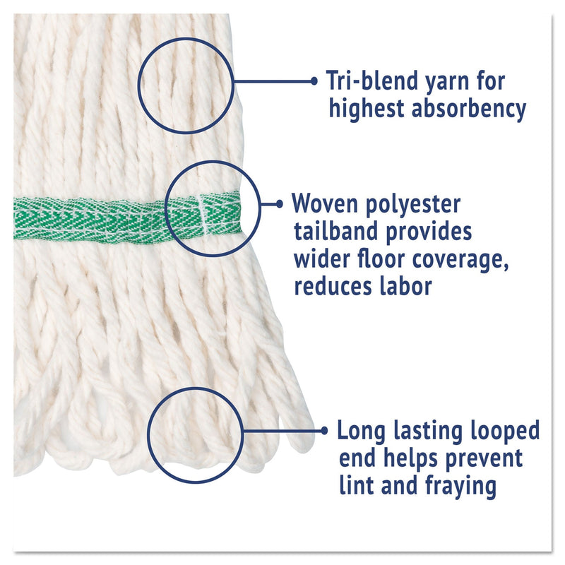 Boardwalk Super Loop Wet Mop Head, Cotton/Synthetic Fiber, 5" Headband, Medium Size, White