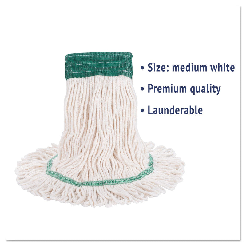 Boardwalk Super Loop Wet Mop Head, Cotton/Synthetic Fiber, 5" Headband, Medium Size, White