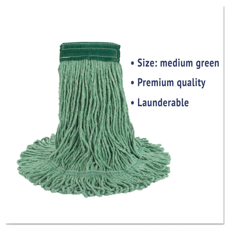 Boardwalk Super Loop Wet Mop Head, Cotton/Synthetic Fiber, 5" Headband, Medium Size, Green