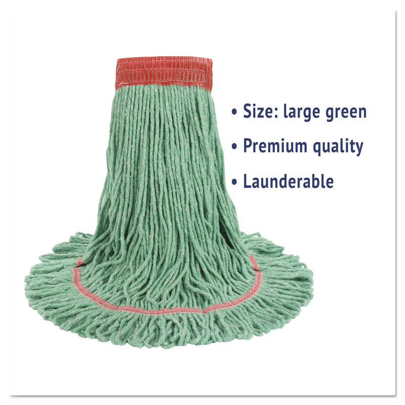Boardwalk Super Loop Wet Mop Head, Cotton/Synthetic Fiber, 5" Headband, Large Size, Green