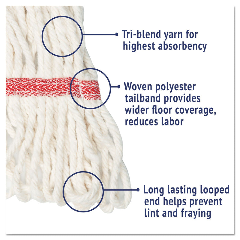 Boardwalk Super Loop Wet Mop Head, Cotton/Synthetic Fiber, 5" Headband, Large Size, White