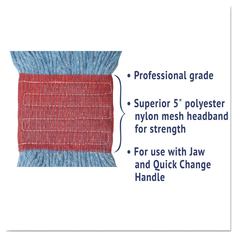 Boardwalk Super Loop Wet Mop Head, Cotton/Synthetic Fiber, 5" Headband, Large Size, Blue