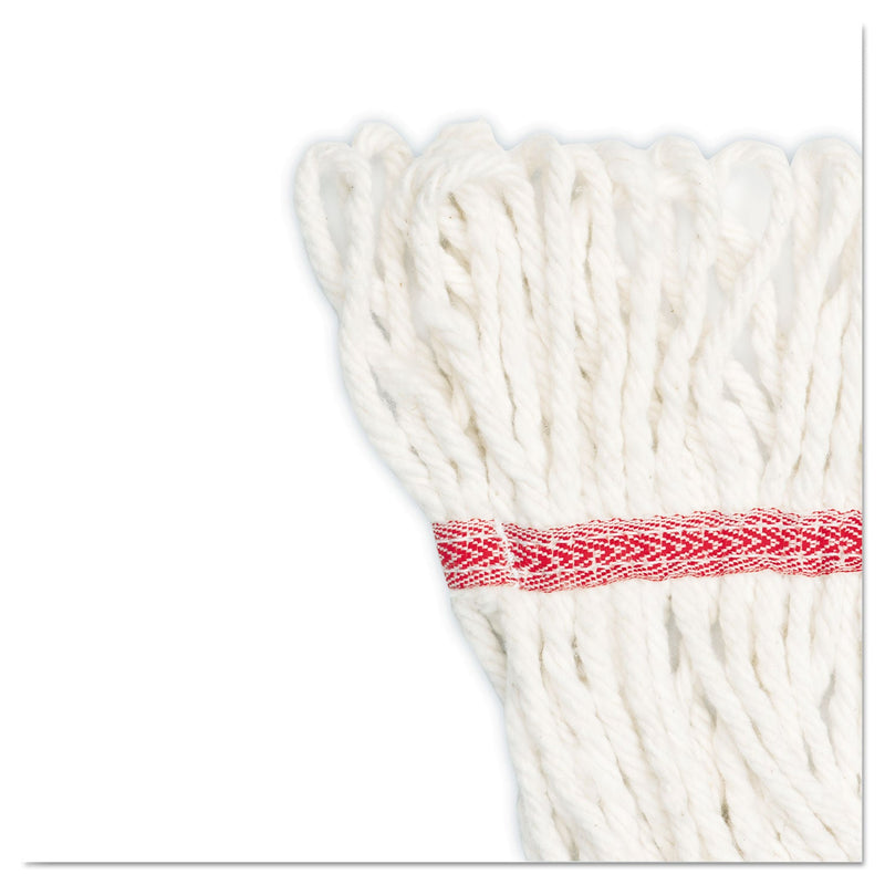 Boardwalk Super Loop Wet Mop Head, Cotton/Synthetic Fiber, 5" Headband, Large Size, White, 12/Carton