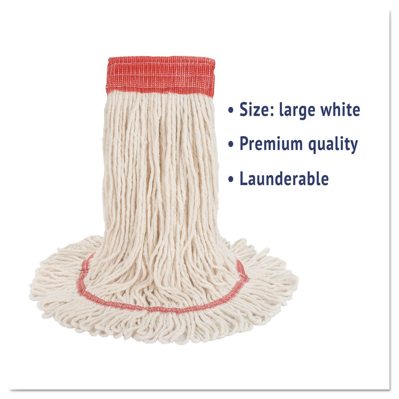 Boardwalk Super Loop Wet Mop Head, Cotton/Synthetic Fiber, 5" Headband, Large Size, White