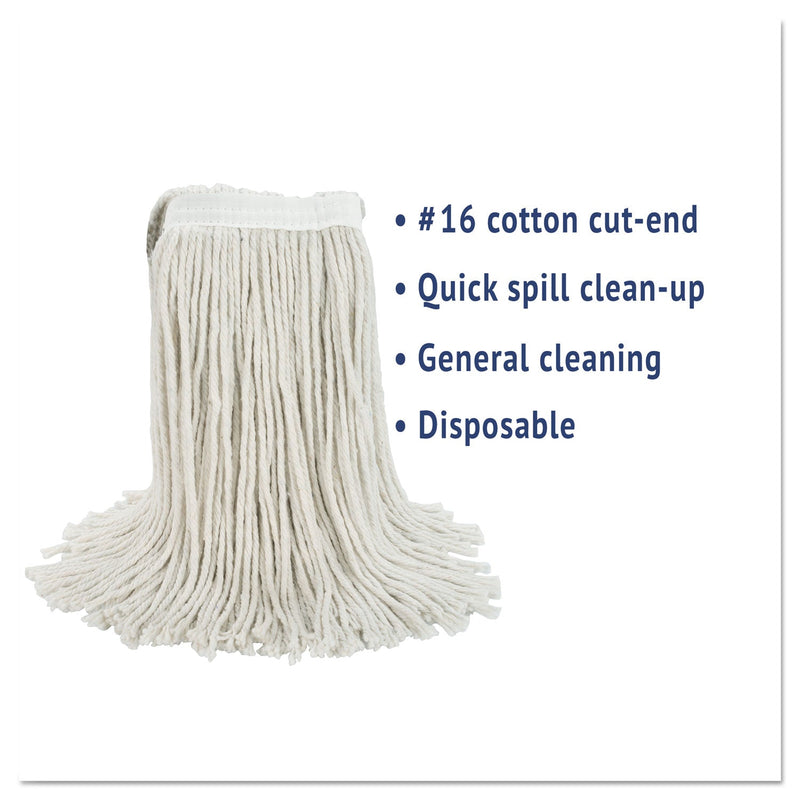 Boardwalk Cut-End Wet Mop Head, Cotton, No. 16 Size, White
