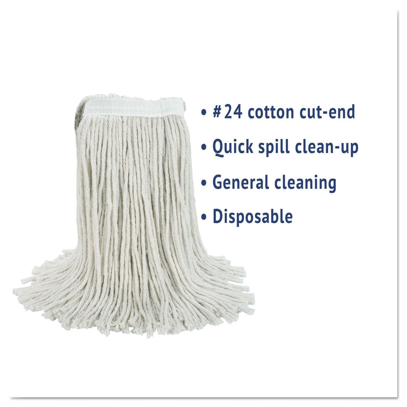 Boardwalk Cut-End Wet Mop Head, Cotton, No. 24, White