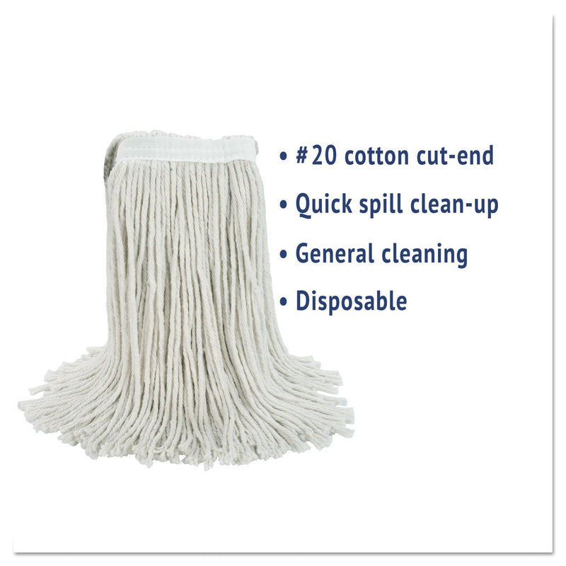 Boardwalk Cut-End Wet Mop Head, Cotton, No. 20, White