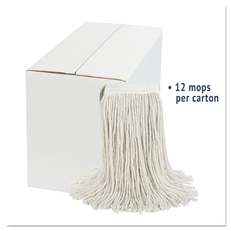 Boardwalk Cut-End Wet Mop Head, Cotton, White, #20, 12/Carton