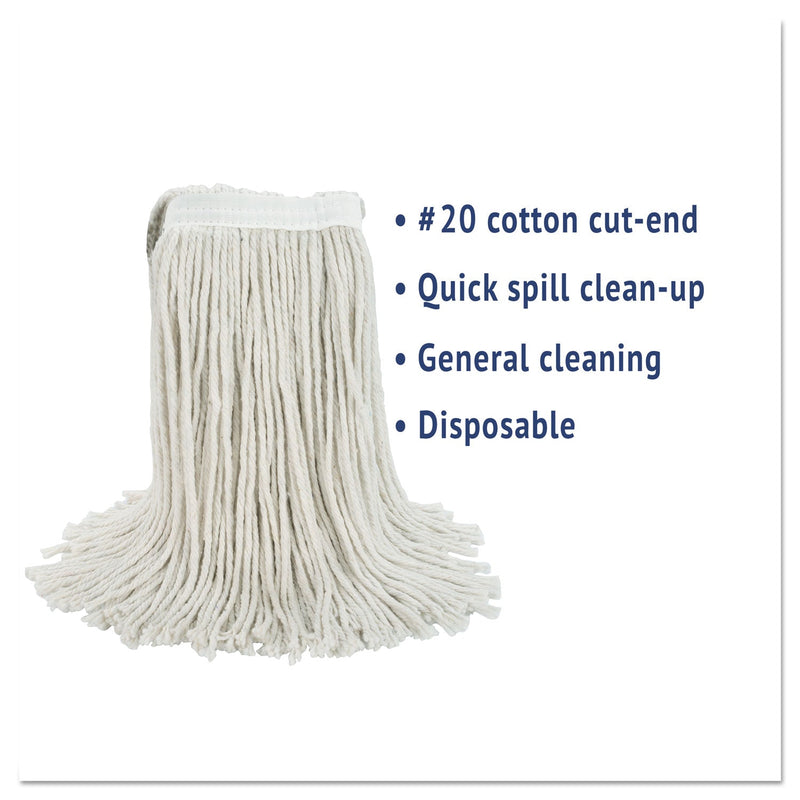 Boardwalk Cut-End Wet Mop Head, Cotton, White, #20, 12/Carton