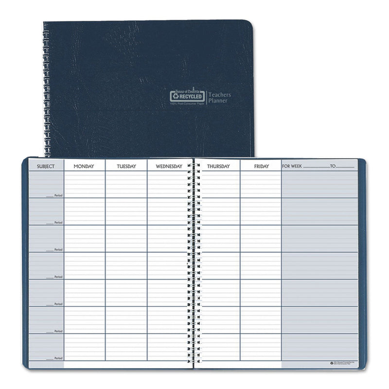 House of Doolittle Recycled Teacher's Planner, Weekly, Two-Page Spread (Seven Classes), 11 x 8.5, Blue Cover