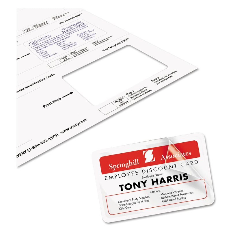 Avery Laminated Laser/Inkjet ID Cards, 2 1/4 x 3 1/2, White, 30/Box