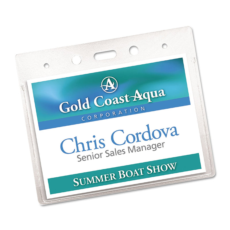 Avery Secure Top Heavy-Duty Badge Holders, Horizontal, 4w x 3h, Clear, 25/Pack