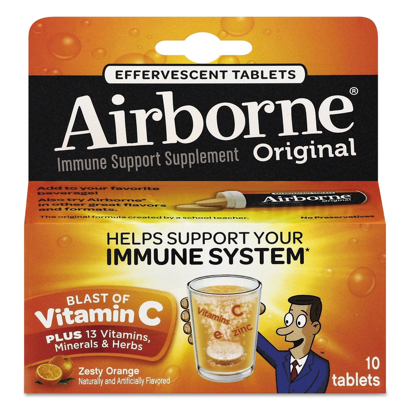 Airborne Immune Support Effervescent Tablet, Zesty Orange, 10/Box, 72 Boxes/Carton