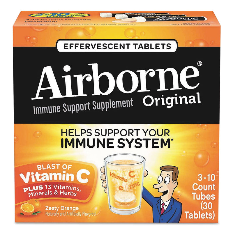 Airborne Immune Support Effervescent Tablet, Orange, 30 Box, 72 Boxes/Carton