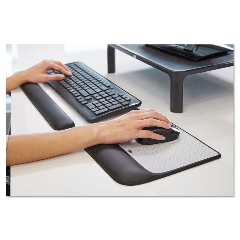 3M Mouse Pad with Precise Mousing Surface and Gel Wrist Rest, 8.5 x 9, Gray/Black