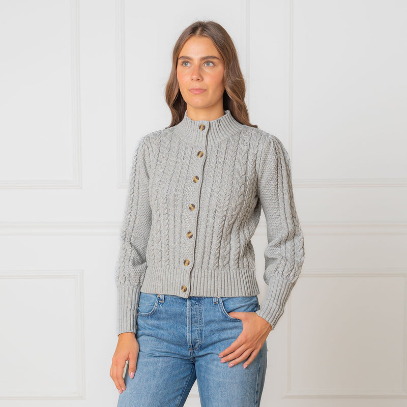 Organic Mock Neck Cable Cardigan