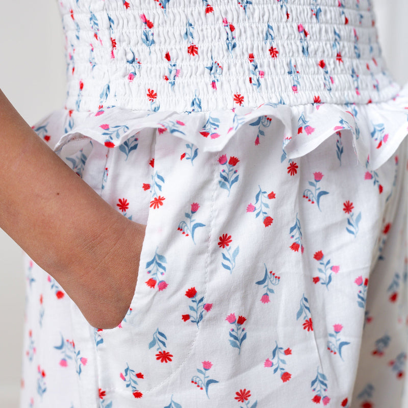 Organic Puff Sleeve Smocked Romper