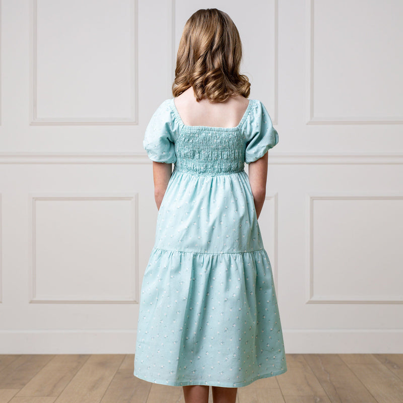 Smocked Bubble Sleeve Dress