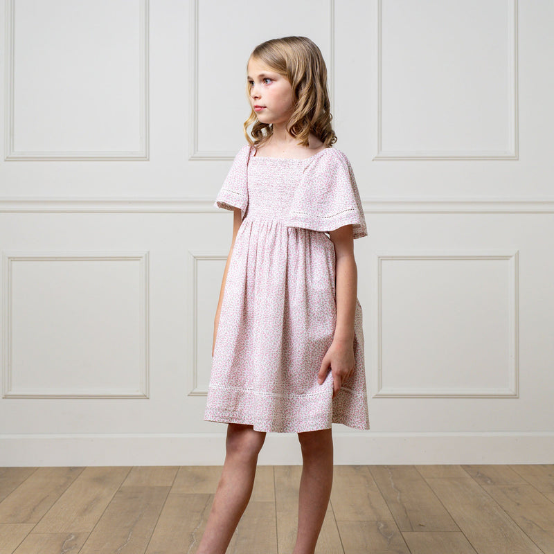Organic Smocked Bell Sleeve Dress