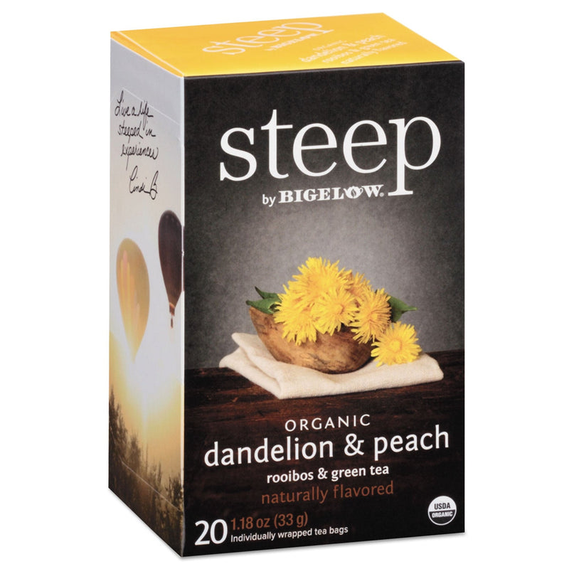 Bigelow steep Tea, Dandelion and Peach, 1.18 oz Tea Bag, 20/Box