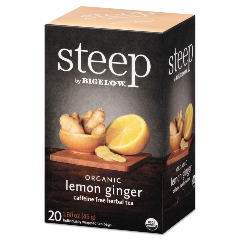 Bigelow steep Tea, Lemon Ginger, 1.6 oz Tea Bag, 20/Box