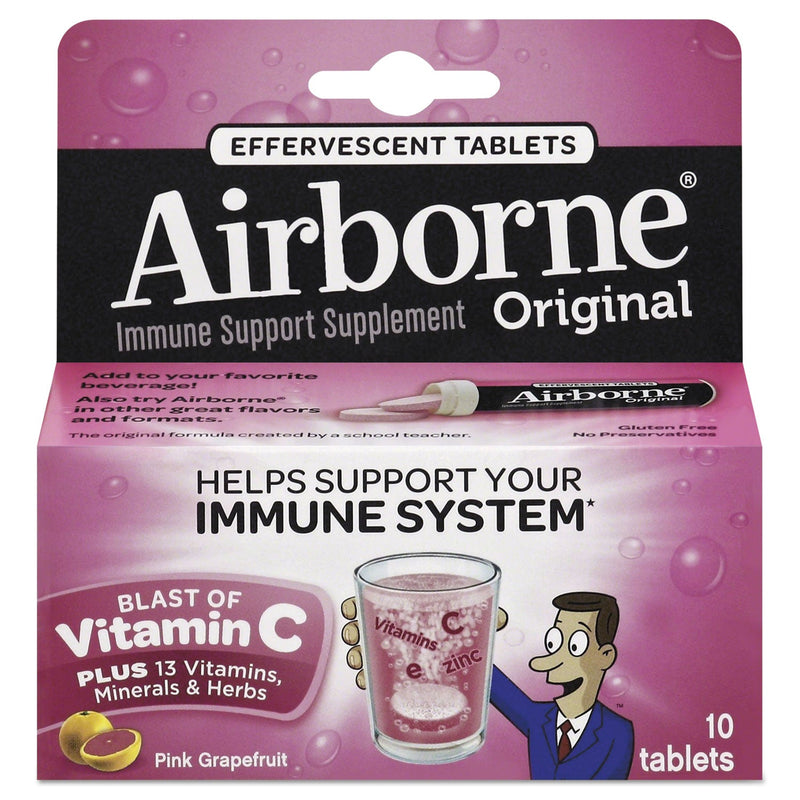 Airborne Immune Support Effervescent Tablet, Pink Grapefruit, 10 Count