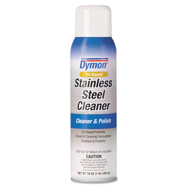 Dymon Stainless Steel Cleaner, 16 oz Aerosol Spray, 12/Carton