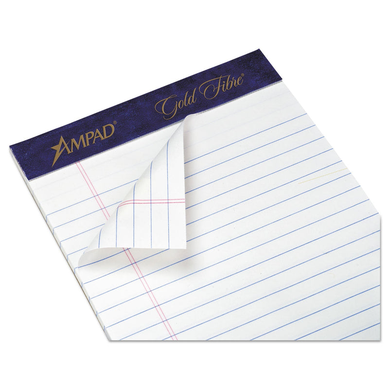 Ampad Gold Fibre Writing Pads, Narrow Rule, 50 White 5 x 8 Sheets, 4/Pack