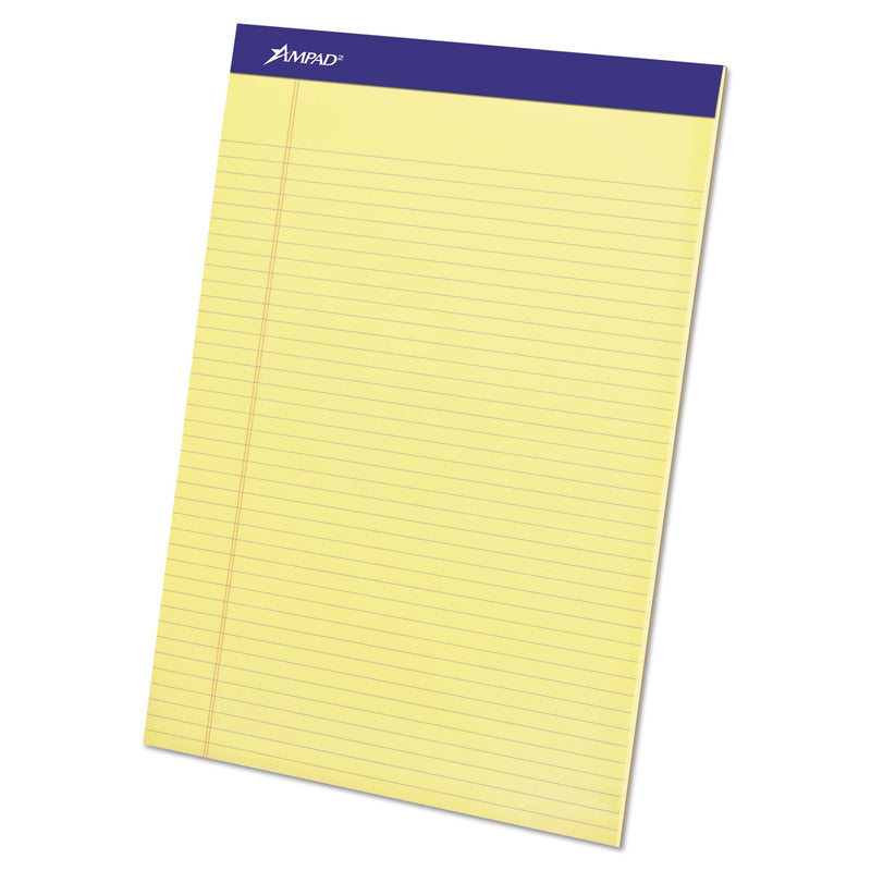 Ampad Perforated Writing Pads, Narrow Rule, 50 Canary-Yellow 8.5 x 11.75 Sheets, Dozen