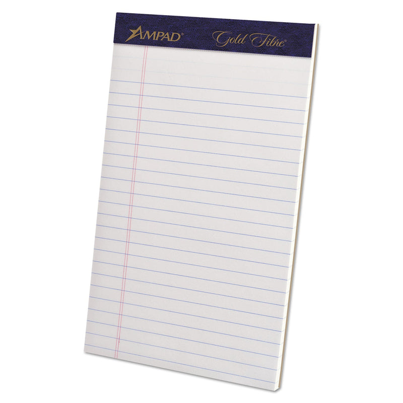 Ampad Gold Fibre Writing Pads, Narrow Rule, 50 White 5 x 8 Sheets, 4/Pack