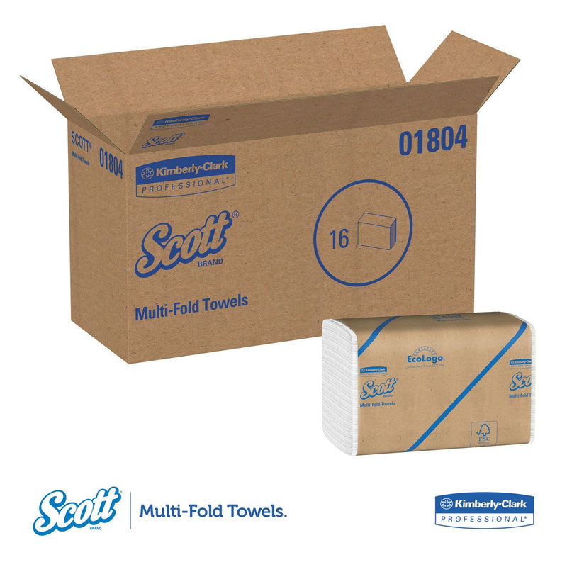 Scott Essential Multi-Fold Towels, Absorbency Pockets, 9.2 x 9.4, White, 250/Packs, 16 Pack/Carton