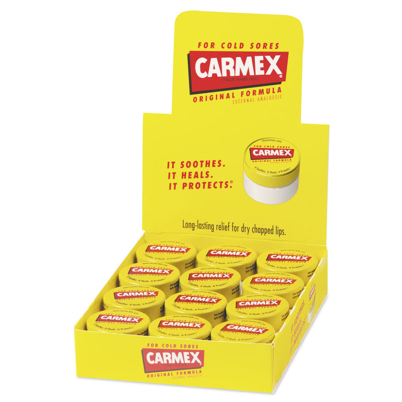 Carmex Moisturizing Lip Balm, Original Flavor, 0.25 oz Jar, 12/Box
