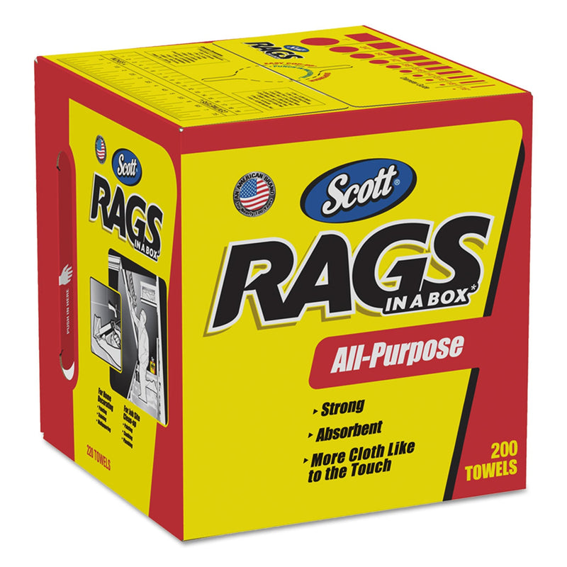 Scott Rags in a Box, POP-UP Box, 10 x 12, White, 200/Box, 8 Boxes/Carton