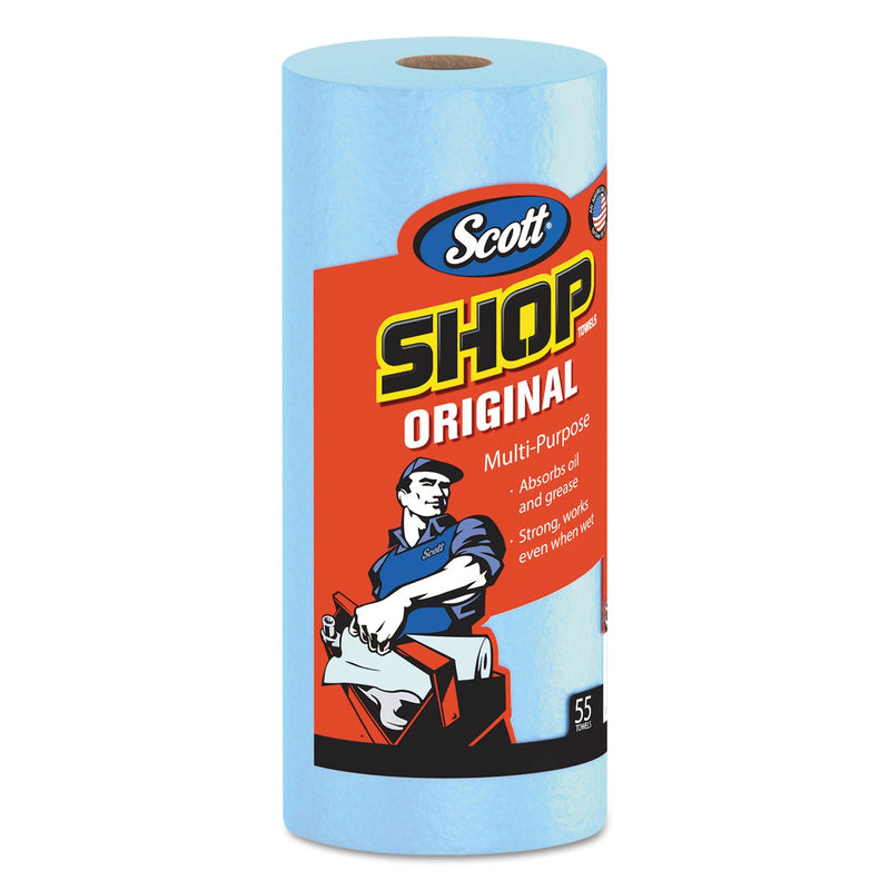 Scott Shop Towels, Standard Roll, 1-Ply, 9.4 x 11, Blue, 55/Roll, 30 Rolls/Carton