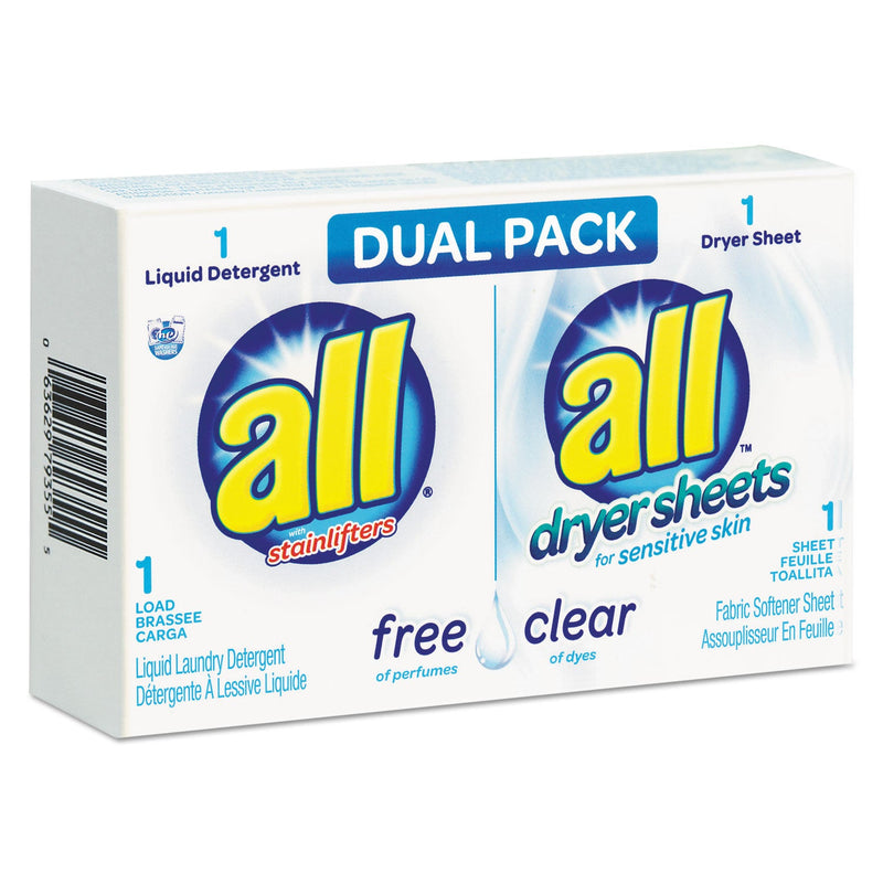 All Free Clear HE Liquid Laundry Detergent/Dryer Sheet Dual Vend Pack, 100/Ctn