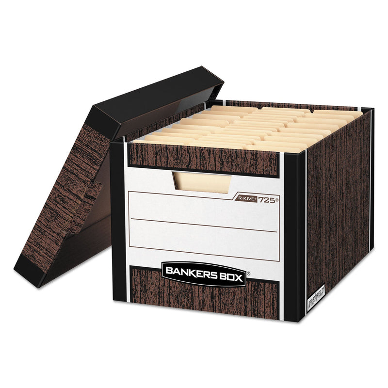 Bankers Box R-KIVE Heavy-Duty Storage Boxes, Letter/Legal Files, 12.75" x 16.5" x 10.38", Woodgrain, 12/Carton
