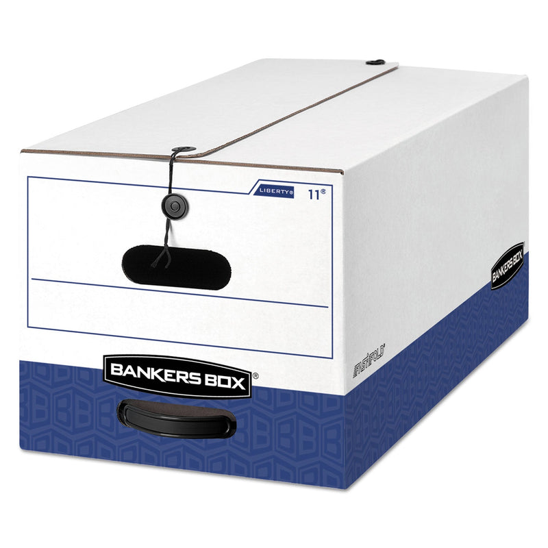 Bankers Box LIBERTY Heavy-Duty Strength Storage Boxes, Letter Files, 12.25" x 24.13" x 10.75", White/Blue, 4/Carton