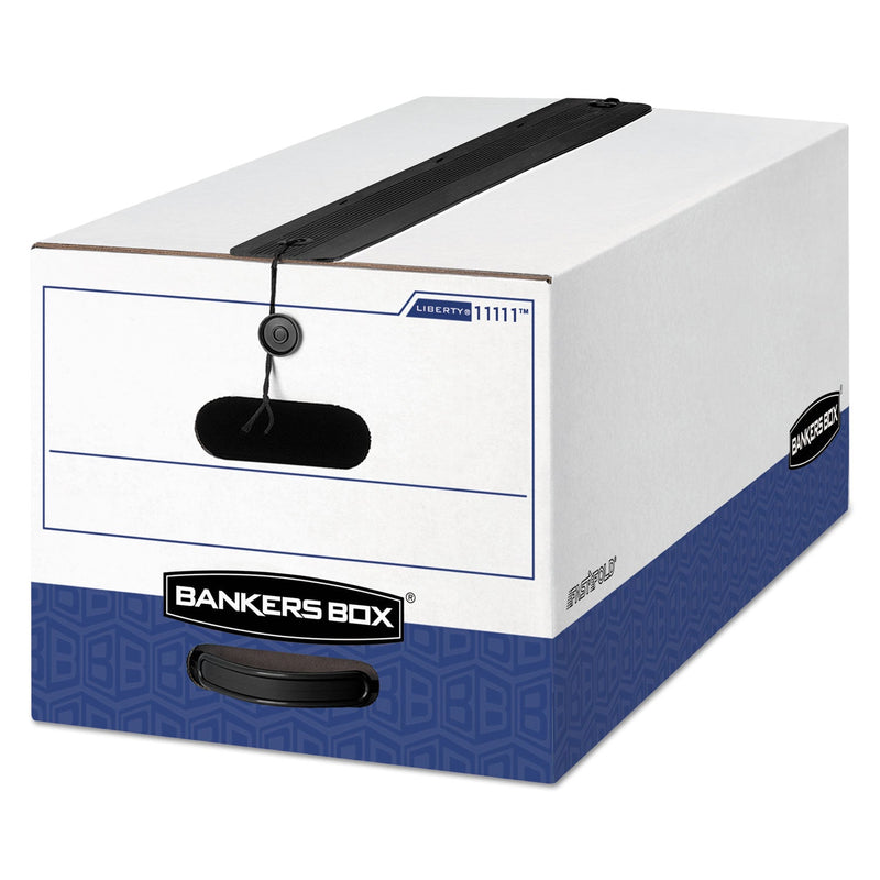 Bankers Box LIBERTY Plus Heavy-Duty Strength Storage Boxes, Letter Files, 12.25" x 24.13" x 10.75", White/Blue, 12/Carton