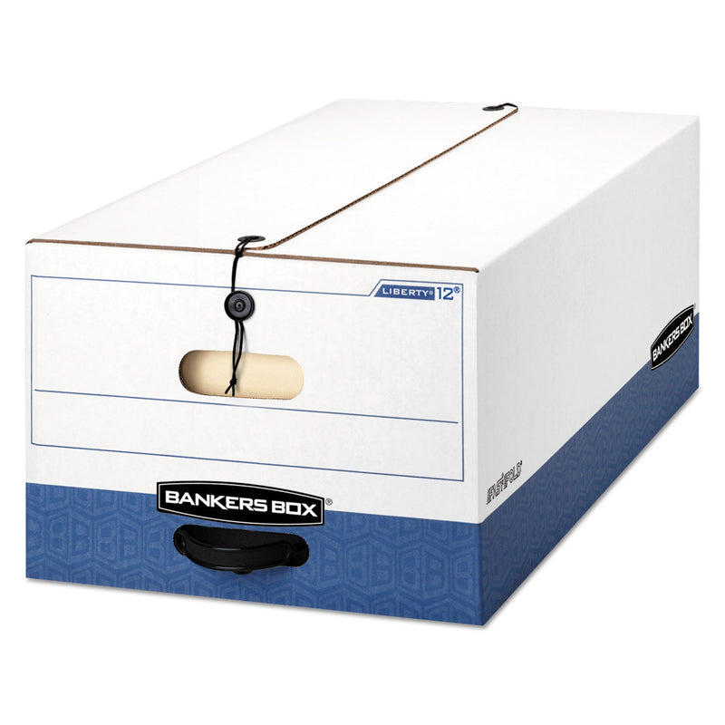 Bankers Box LIBERTY Heavy-Duty Strength Storage Boxes, Legal Files, 15.25" x 24.13" x 10.75", White/Blue, 12/Carton